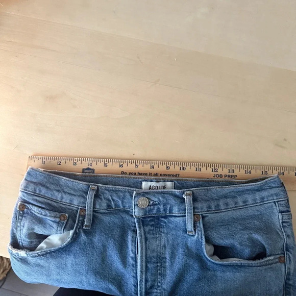 AGolde Riley Medium Wash Button Fly distressed Jeans -30 - Picture 2 of 9